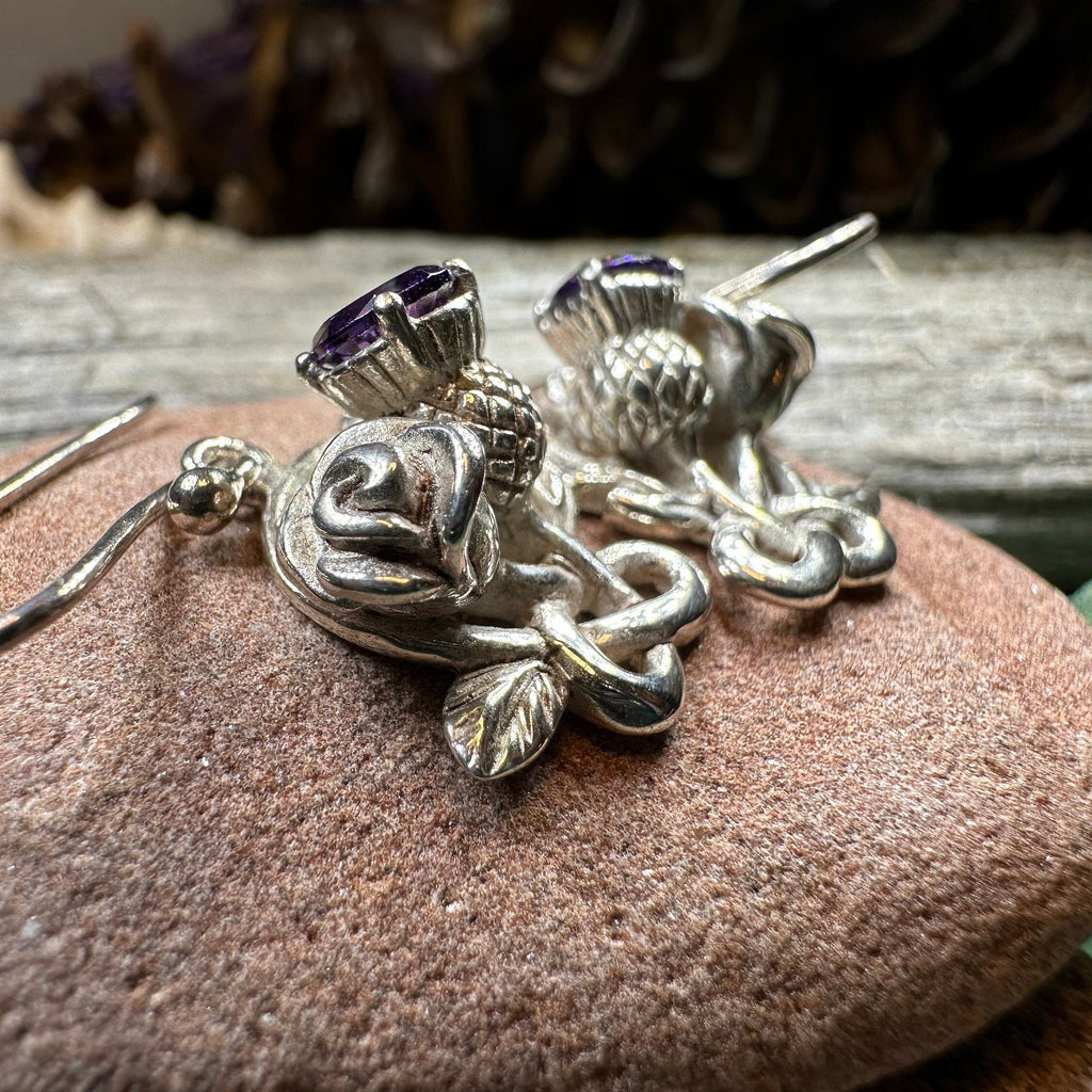 Cyrena Thistle Amethsyt Earrings - Scottish Jewelry