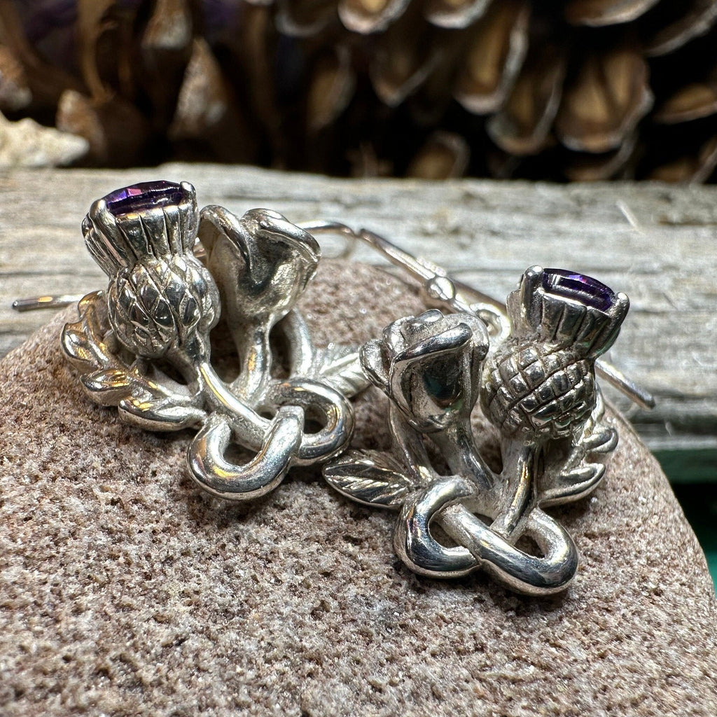Cyrena Thistle Amethsyt Earrings - Scottish Jewelry