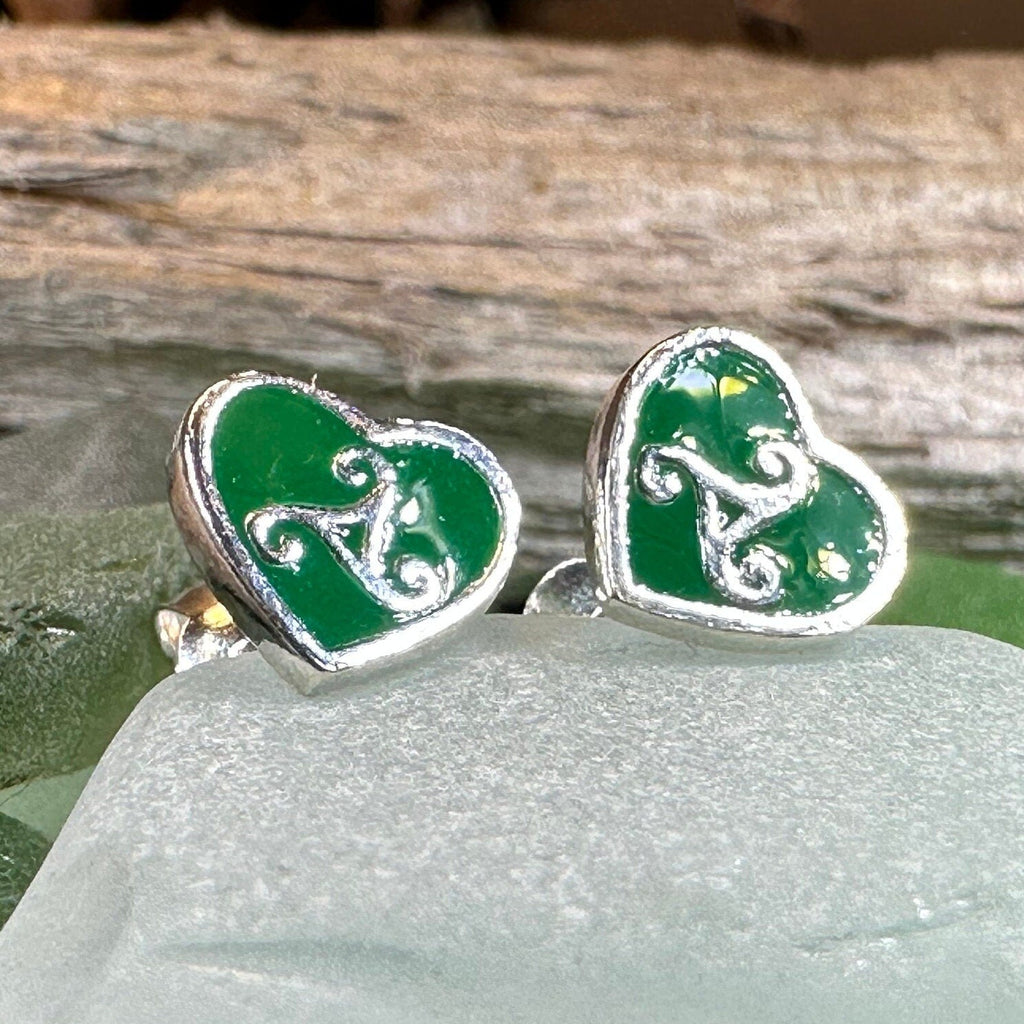 Green Celtic Spiral Earrings