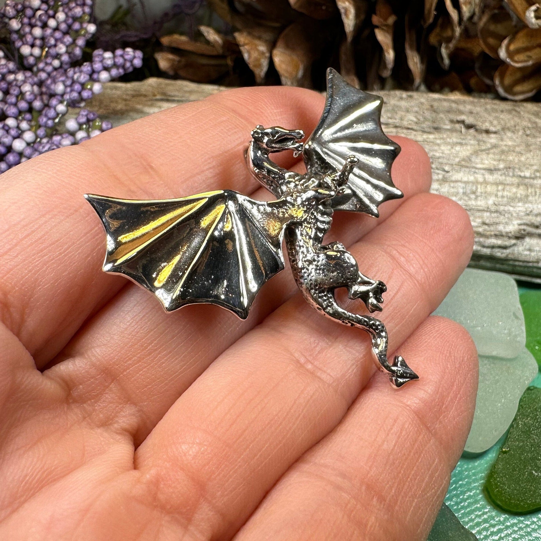 Sakkera Dragon Brooch in Sterling Silver