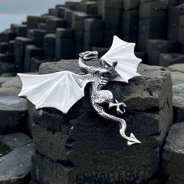 Sakkera Dragon Brooch in Sterling Silver