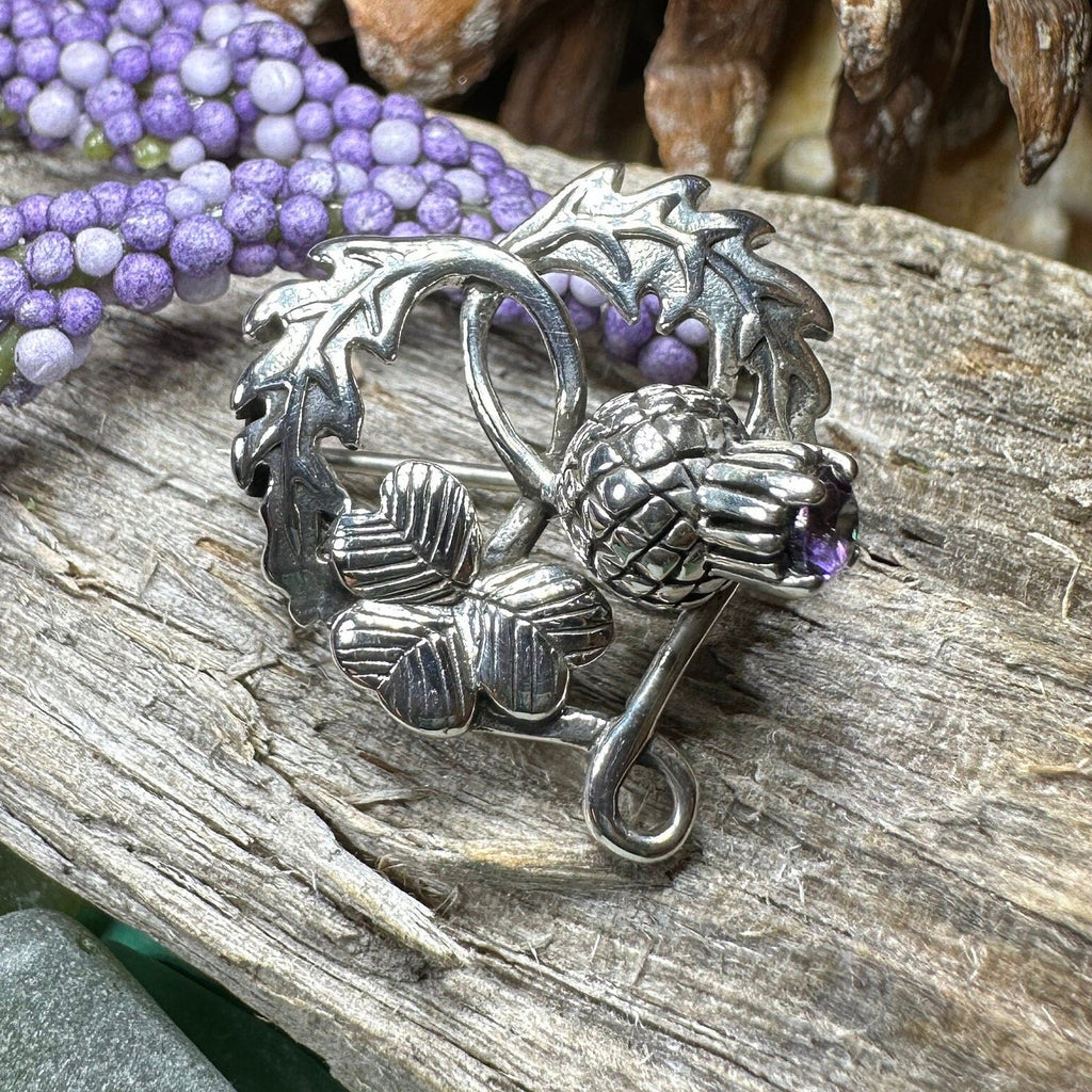 Thistle & Shamrock Brooch in Sterling Silver