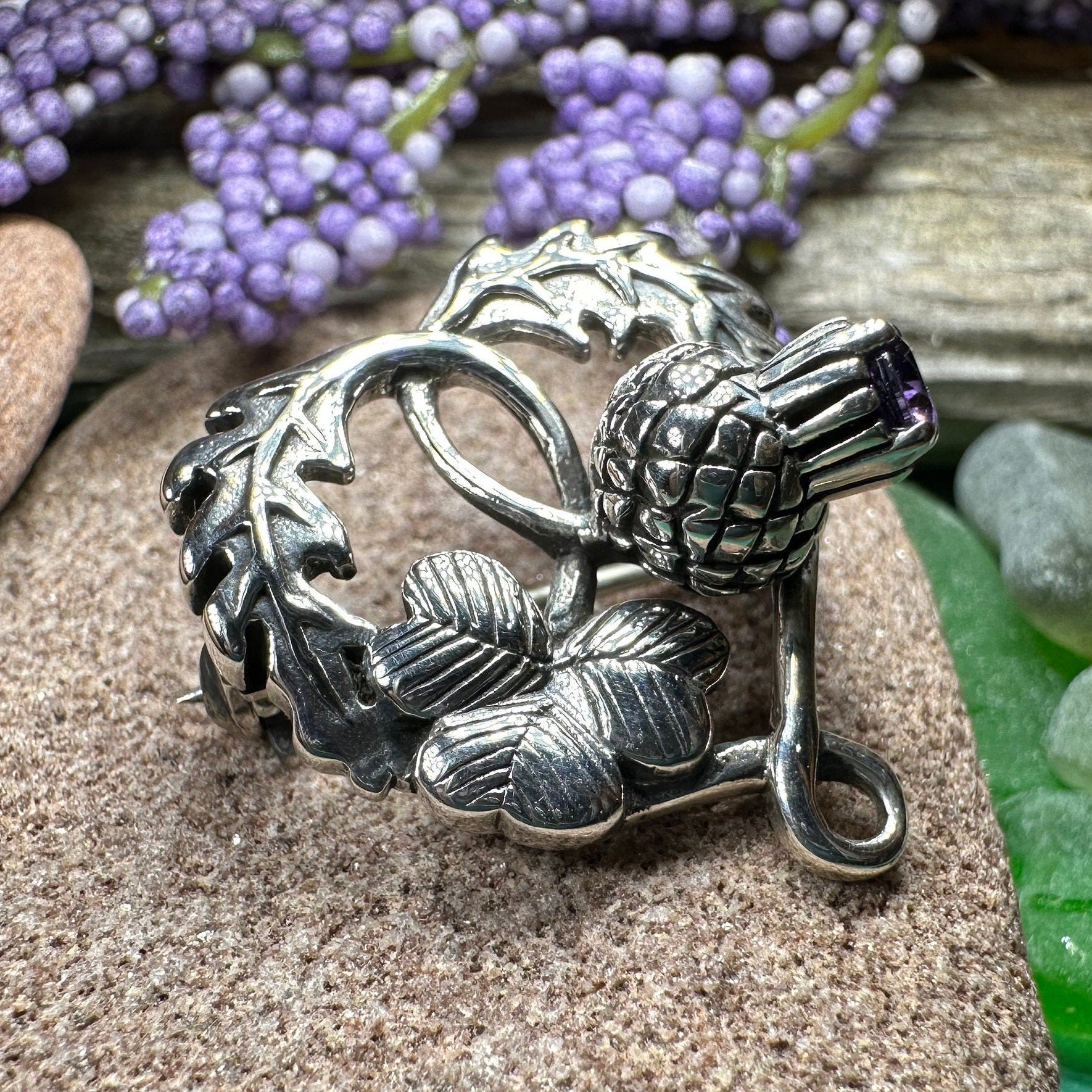 Thistle & Shamrock Brooch in Sterling Silver