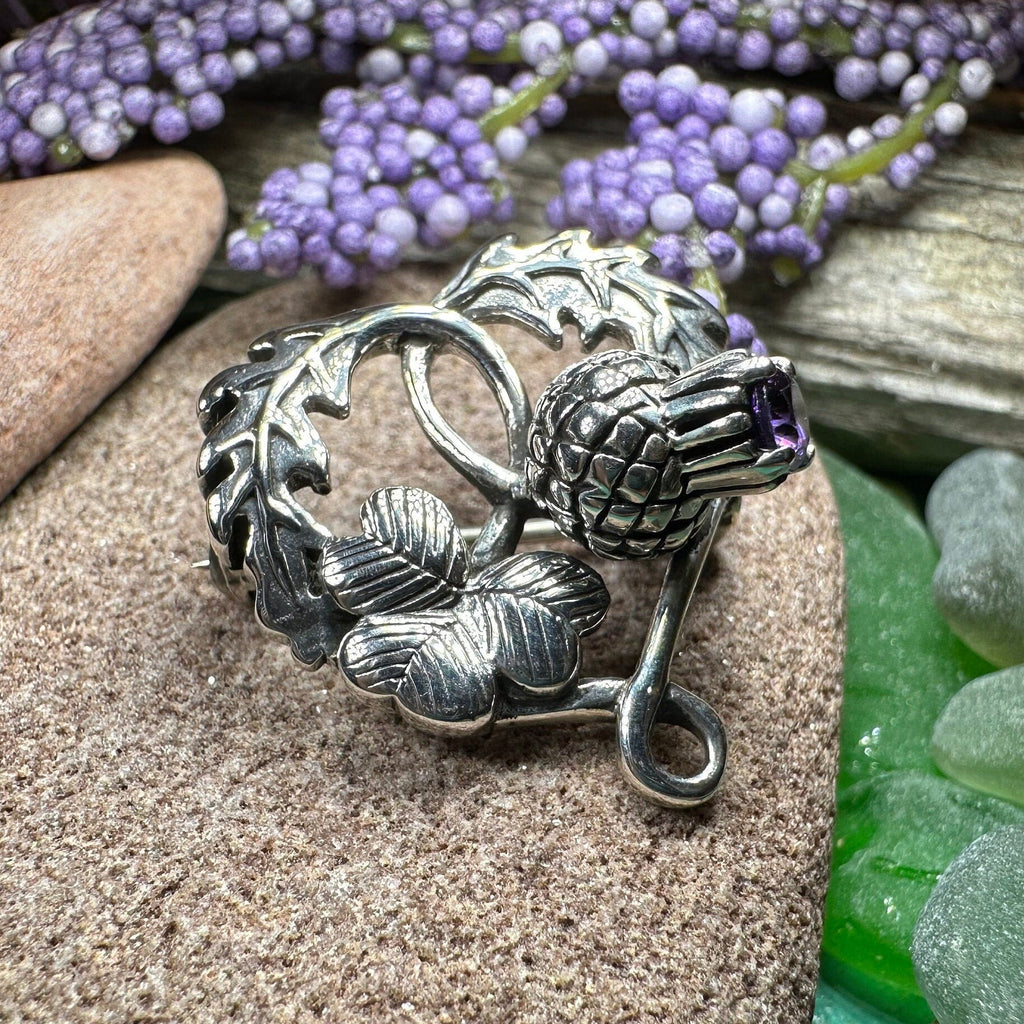 Thistle & Shamrock Brooch in Sterling Silver