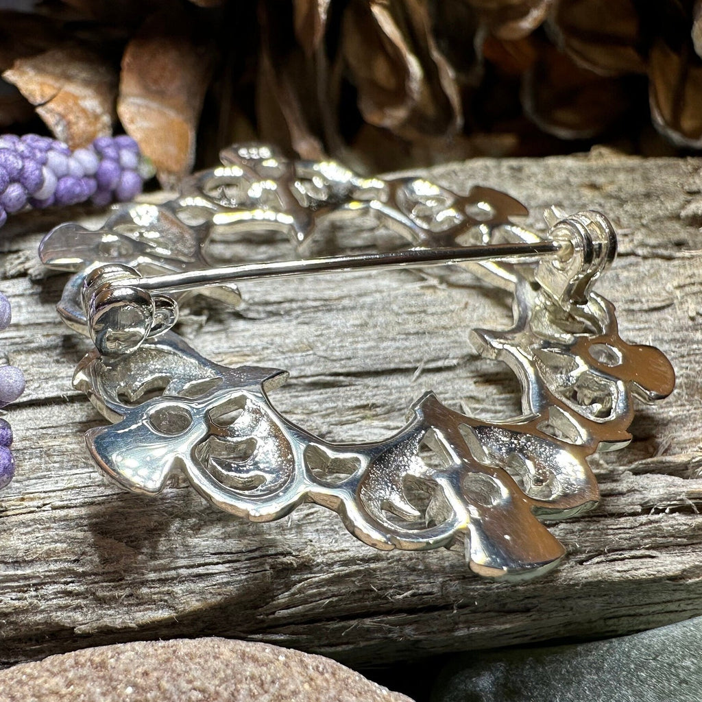 Arran Amethyst Thistle Brooch in Sterling Silver