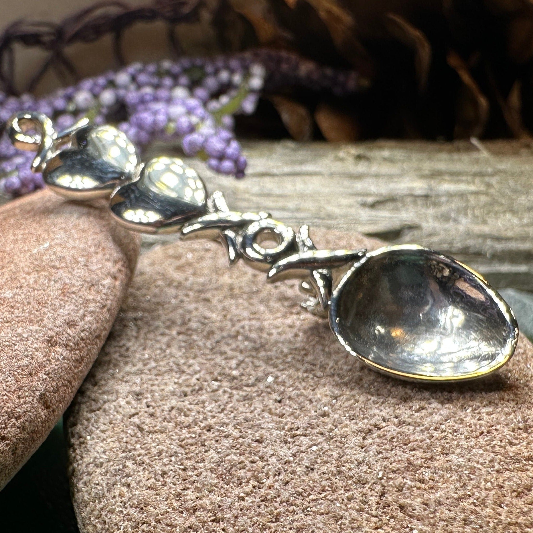 Hugs & Kisses Love Spoon Brooch in Sterling Silver