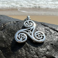 Gaeltide Celtic Triple Spiral Necklace in Sterling Silver