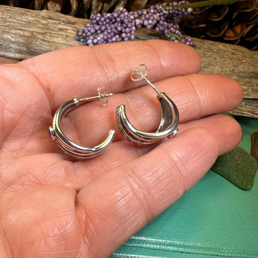 Raela Amethyst Celtic Hoop Earrings