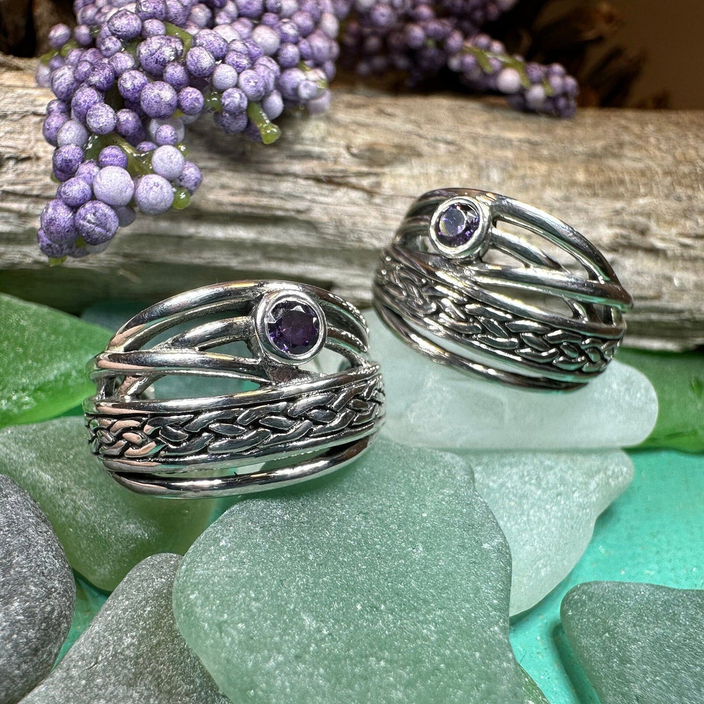 Raela Amethyst Celtic Hoop Earrings
