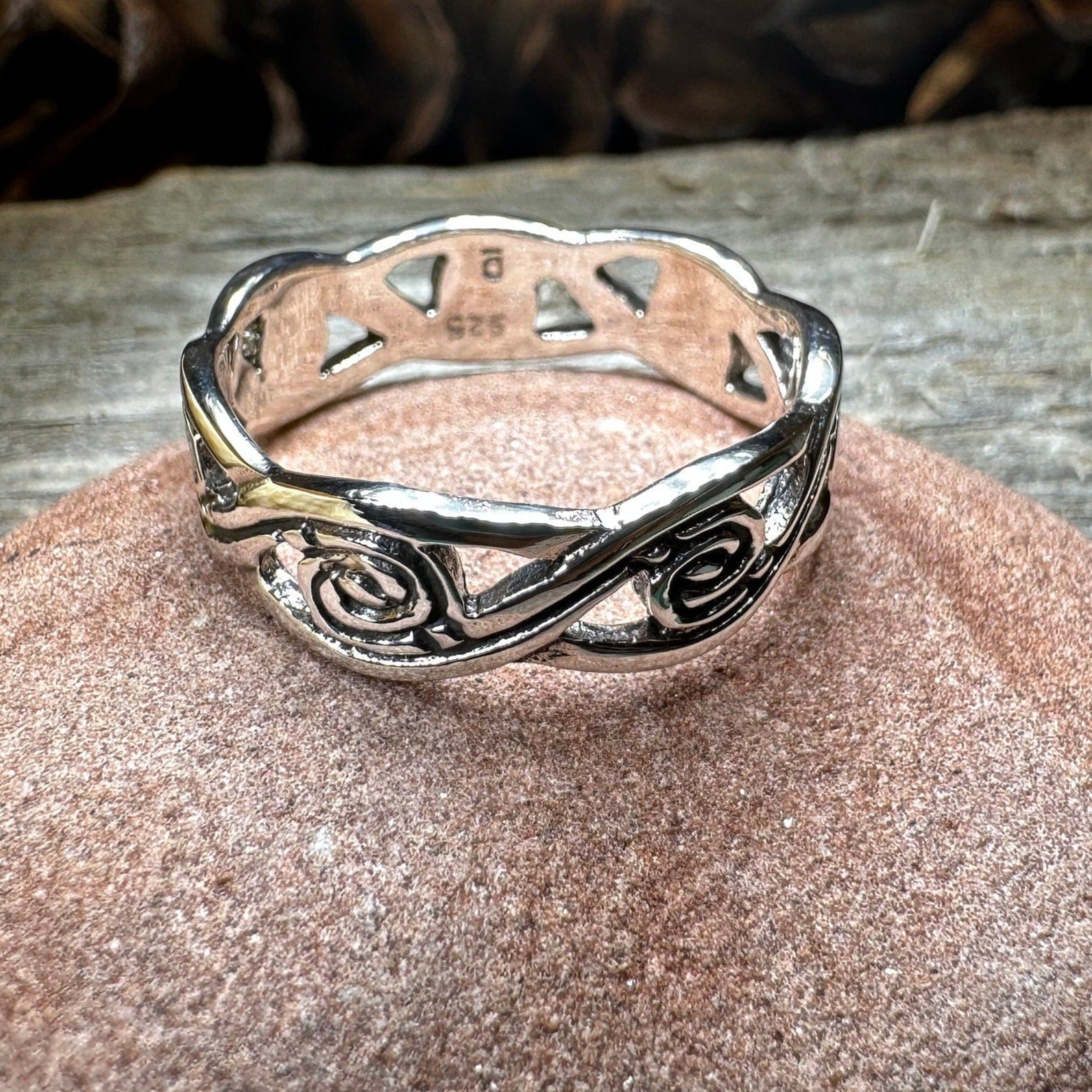Wren Celtic Triple Spiral Ring in Sterling Silver