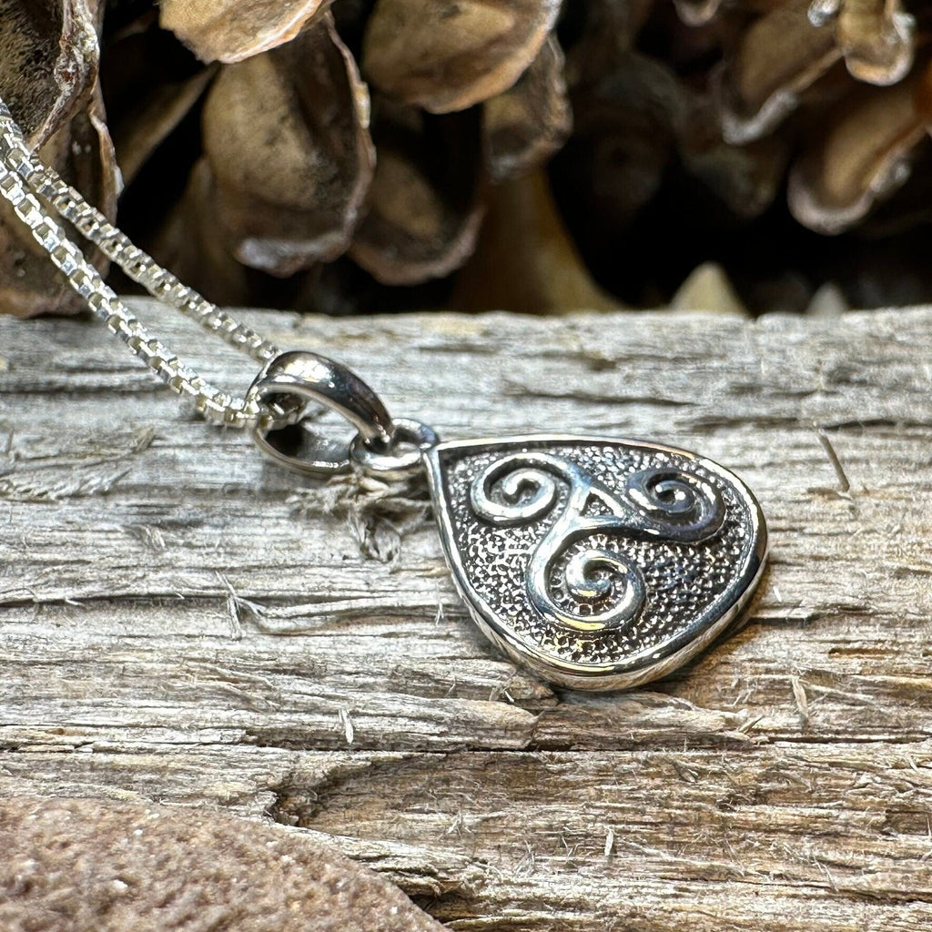 Rathkenny Celtic Triple Spiral Necklace in Sterling Silver