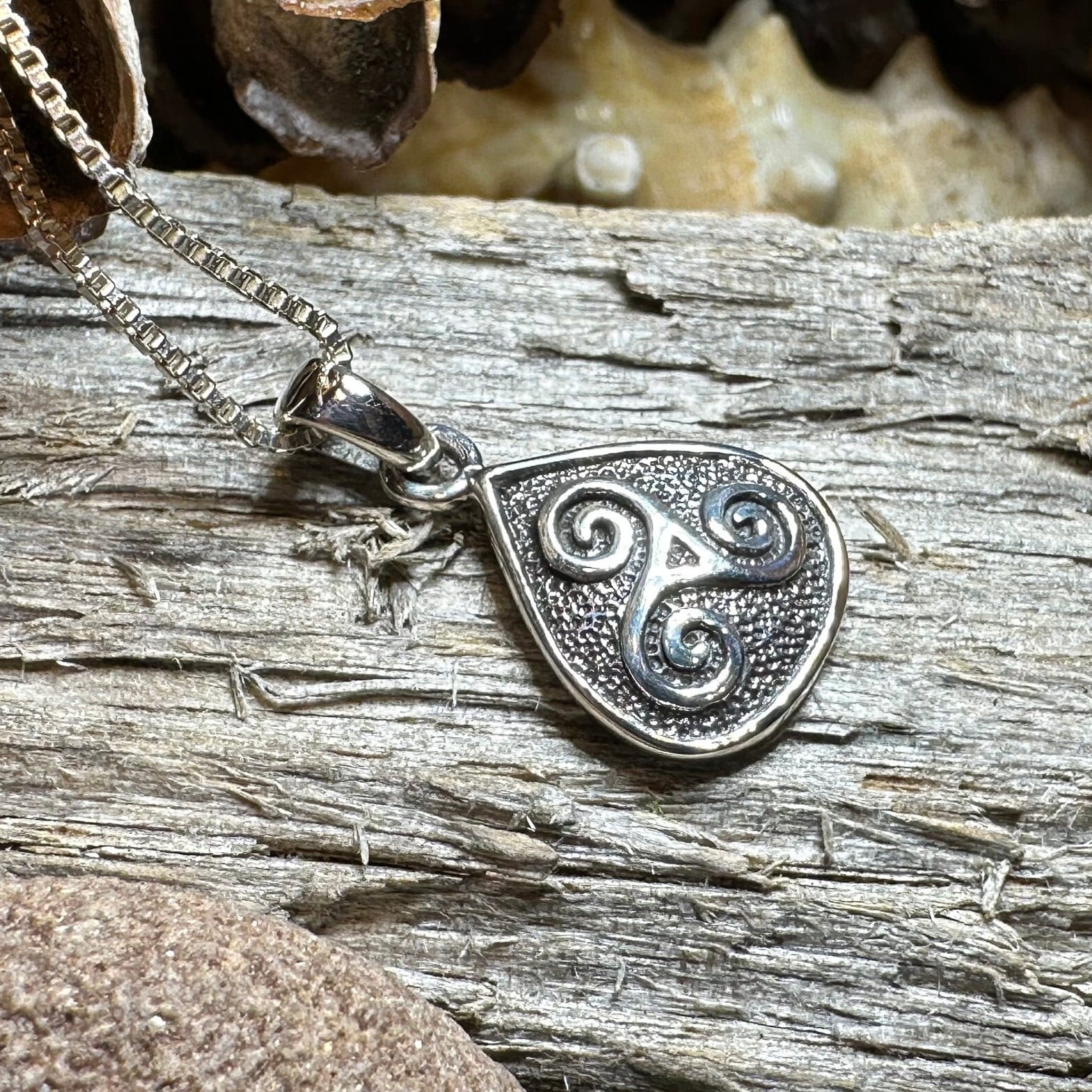 Rathkenny Celtic Triple Spiral Necklace in Sterling Silver
