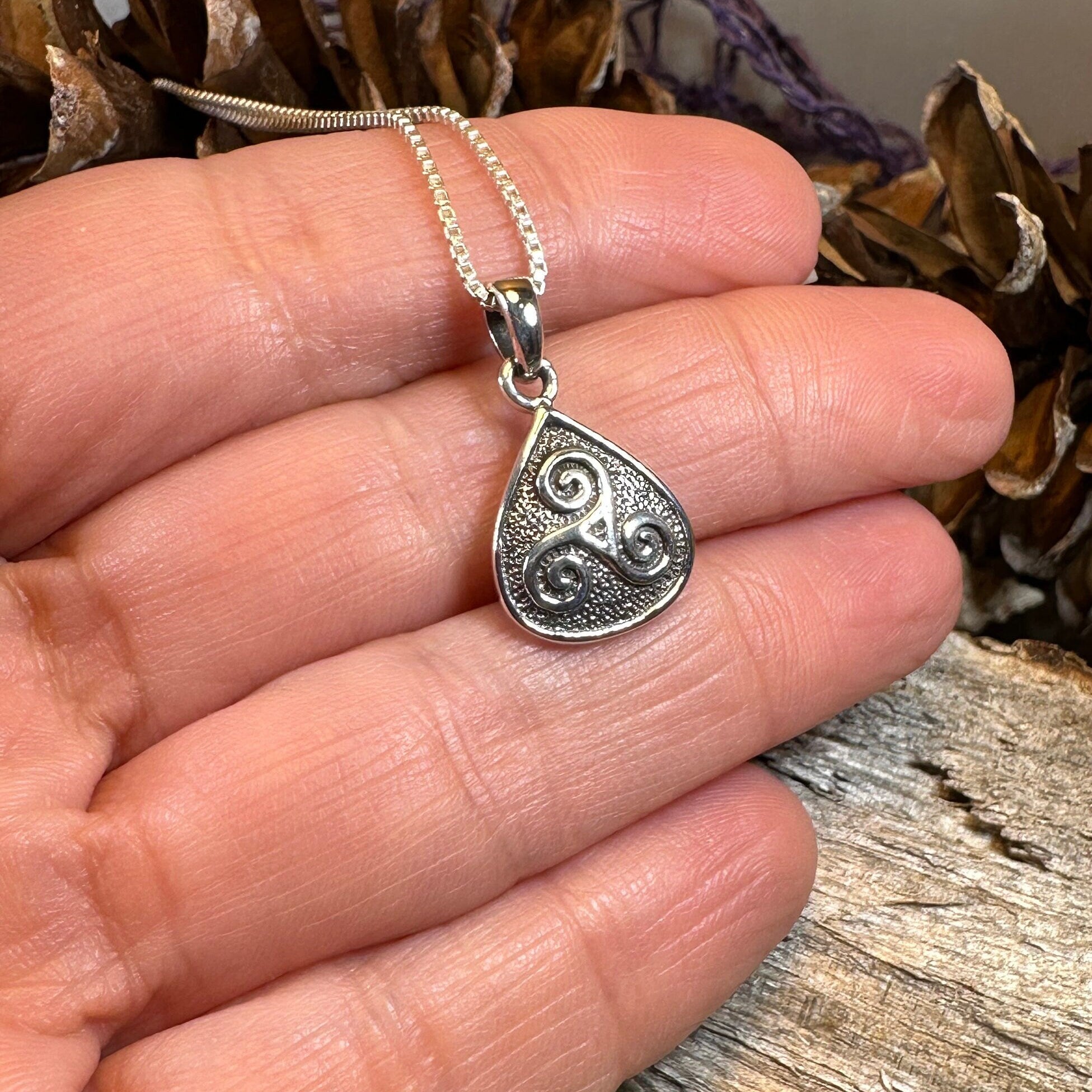 Rathkenny Celtic Triple Spiral Necklace in Sterling Silver