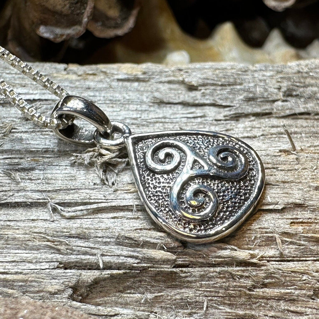 Rathkenny Celtic Triple Spiral Necklace in Sterling Silver