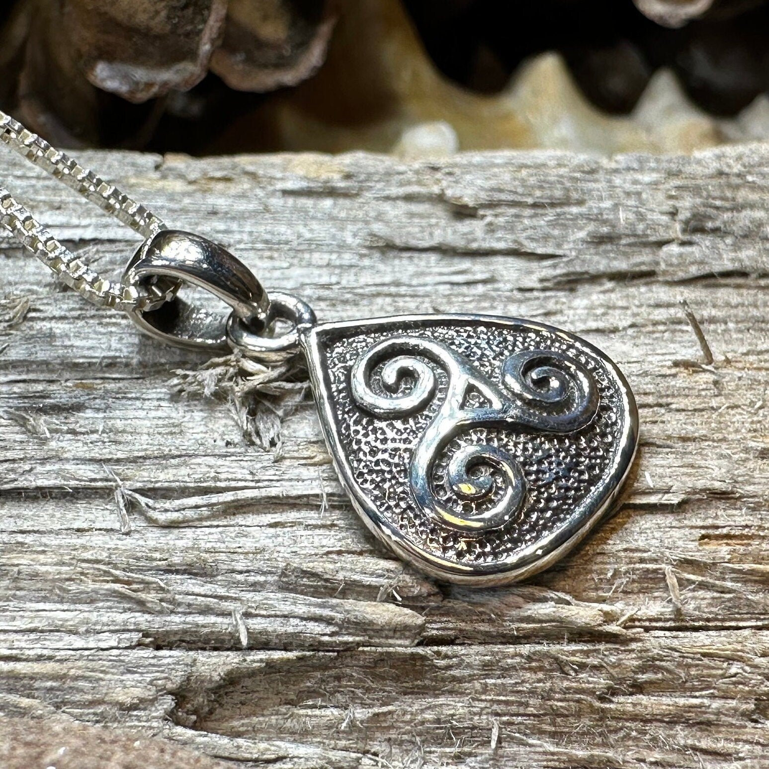 Rathkenny Celtic Triple Spiral Necklace in Sterling Silver