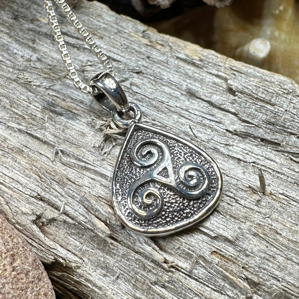 Rathkenny Celtic Triple Spiral Necklace in Sterling Silver