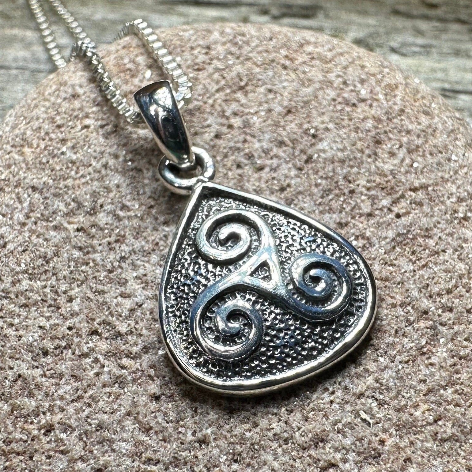 Rathkenny Celtic Triple Spiral Necklace in Sterling Silver