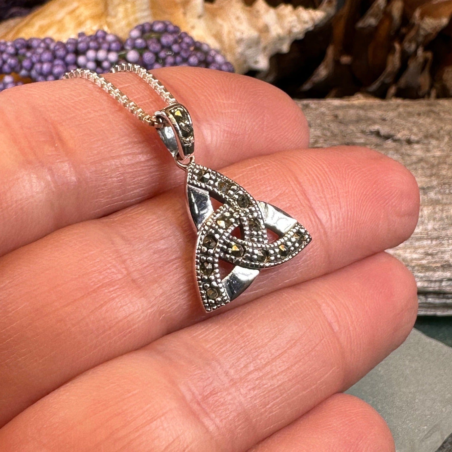 Marcasite Celtic Inspired Trinity Knot Necklace
