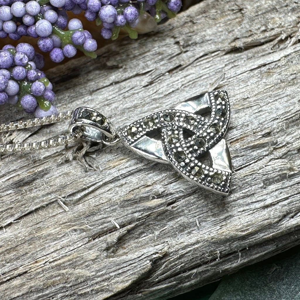 Marcasite Celtic Inspired Trinity Knot Necklace