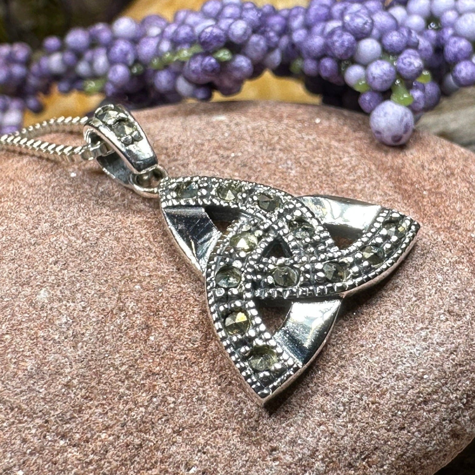 Marcasite Celtic Inspired Trinity Knot Necklace