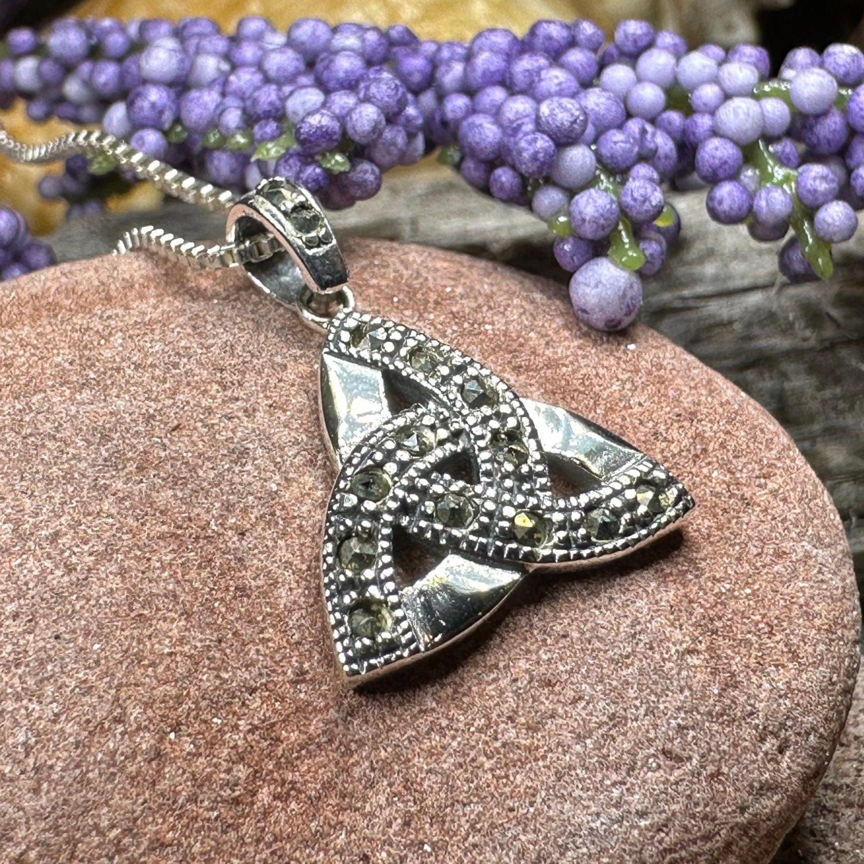 Marcasite Celtic Inspired Trinity Knot Necklace