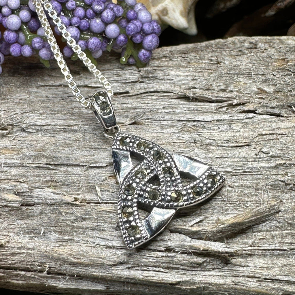 Marcasite Celtic Inspired Trinity Knot Necklace