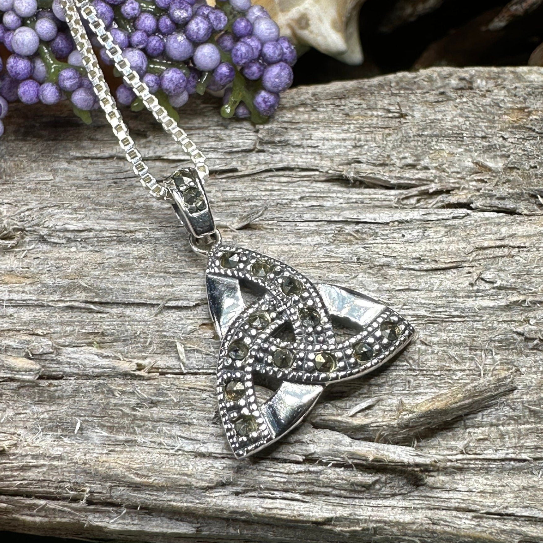 Marcasite Celtic Inspired Trinity Knot Necklace