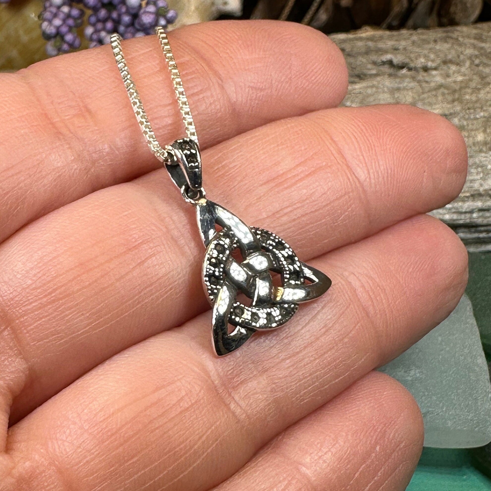 Celtic Trinity Knot Necklace with Marcasite