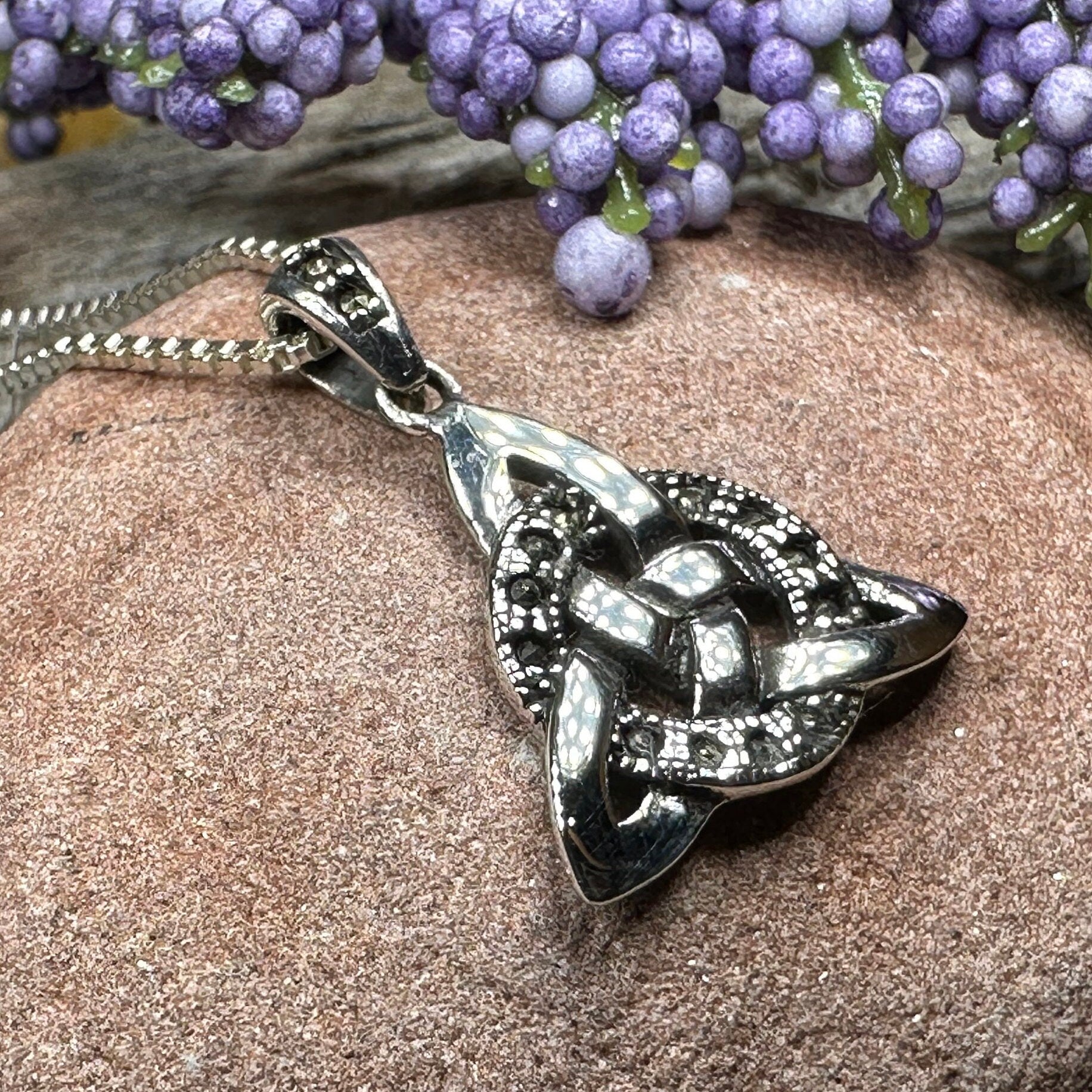 Celtic Trinity Knot Necklace with Marcasite