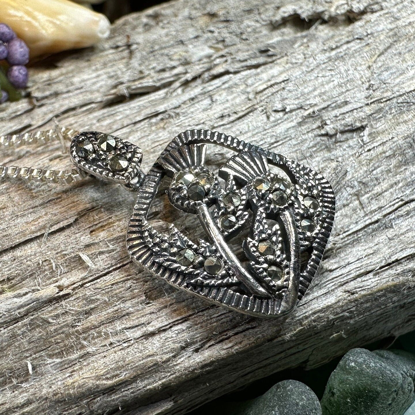 Leonora Thistle Marcasite Necklace