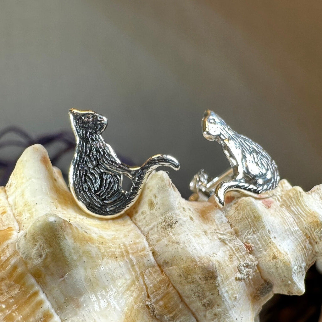 Dagny Cat Stud Earrings in Sterling Silver