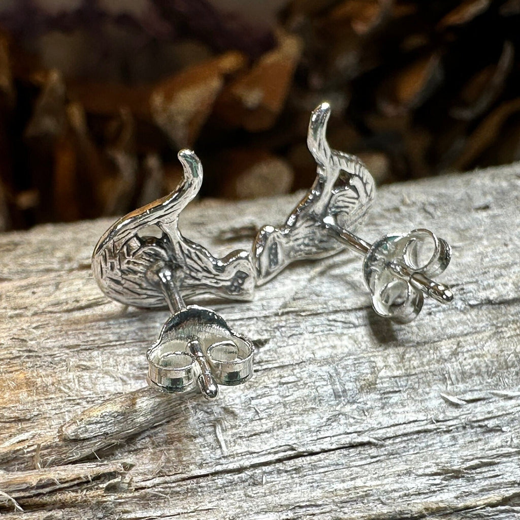 Dagny Cat Stud Earrings in Sterling Silver