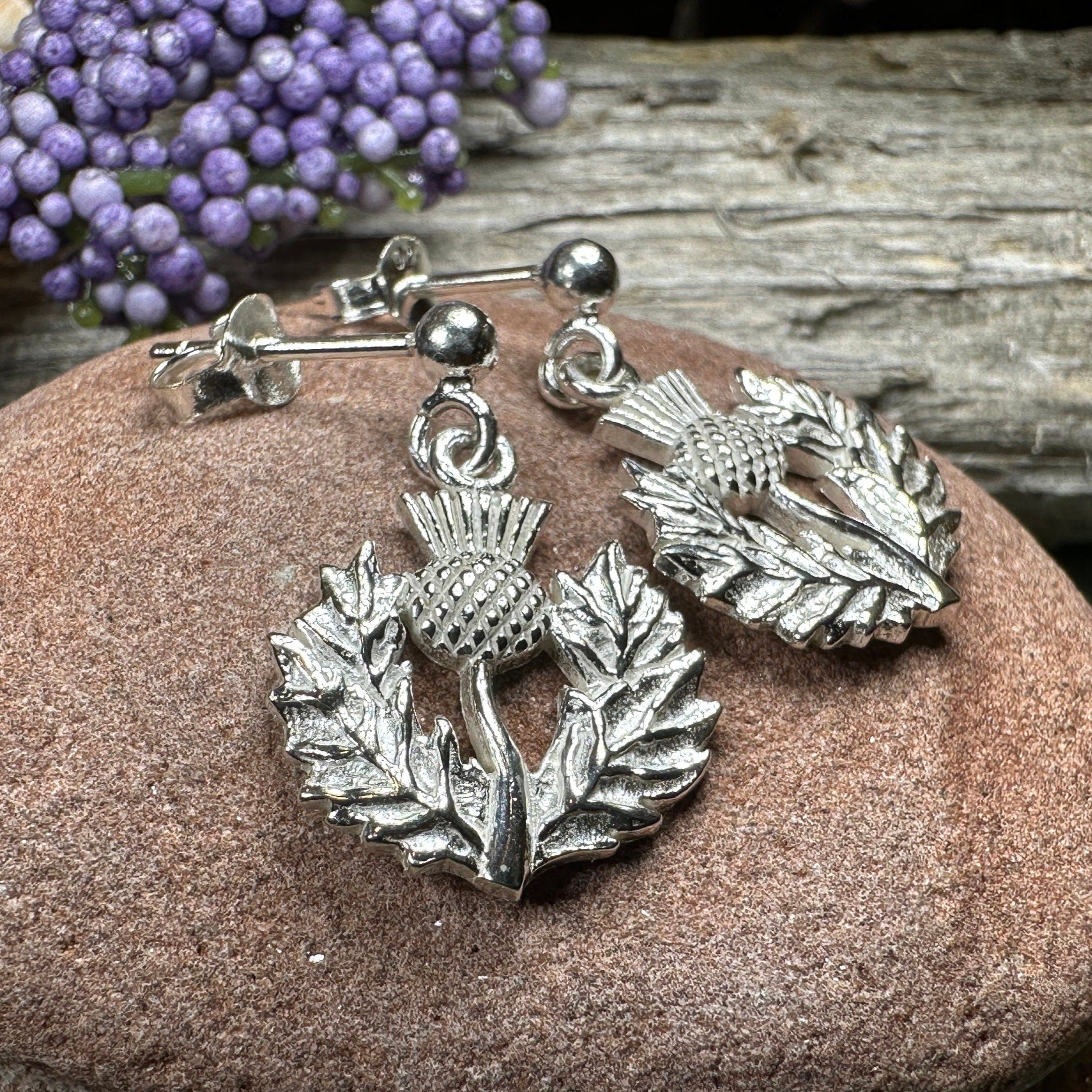 Realistic Thistle Earrings for Women — Celtic Jewelry