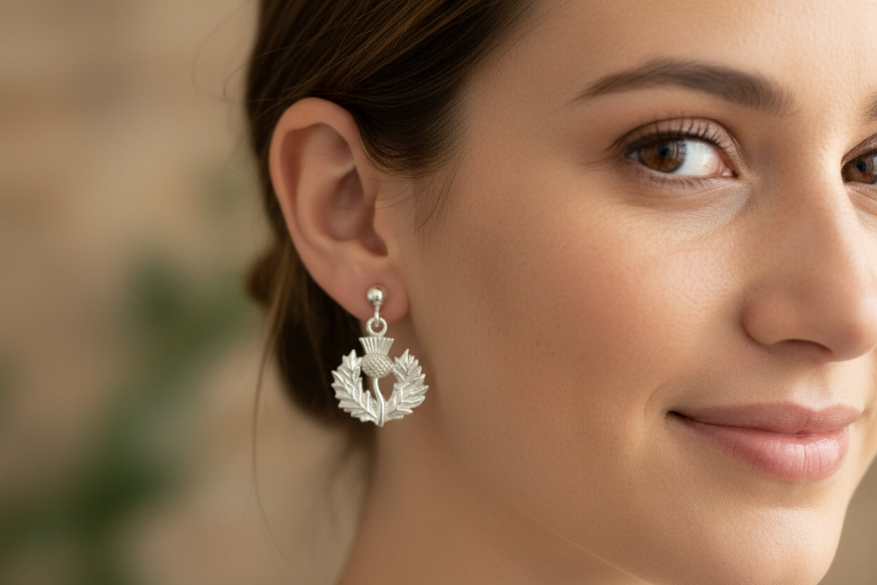 Realistic Thistle Earrings for Women — Celtic Jewelry