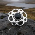 Onyx Celtic Knot Brooch in Sterling Silver