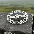 Laurelei Oval Irish Claddagh Brooch in Sterling Silver
