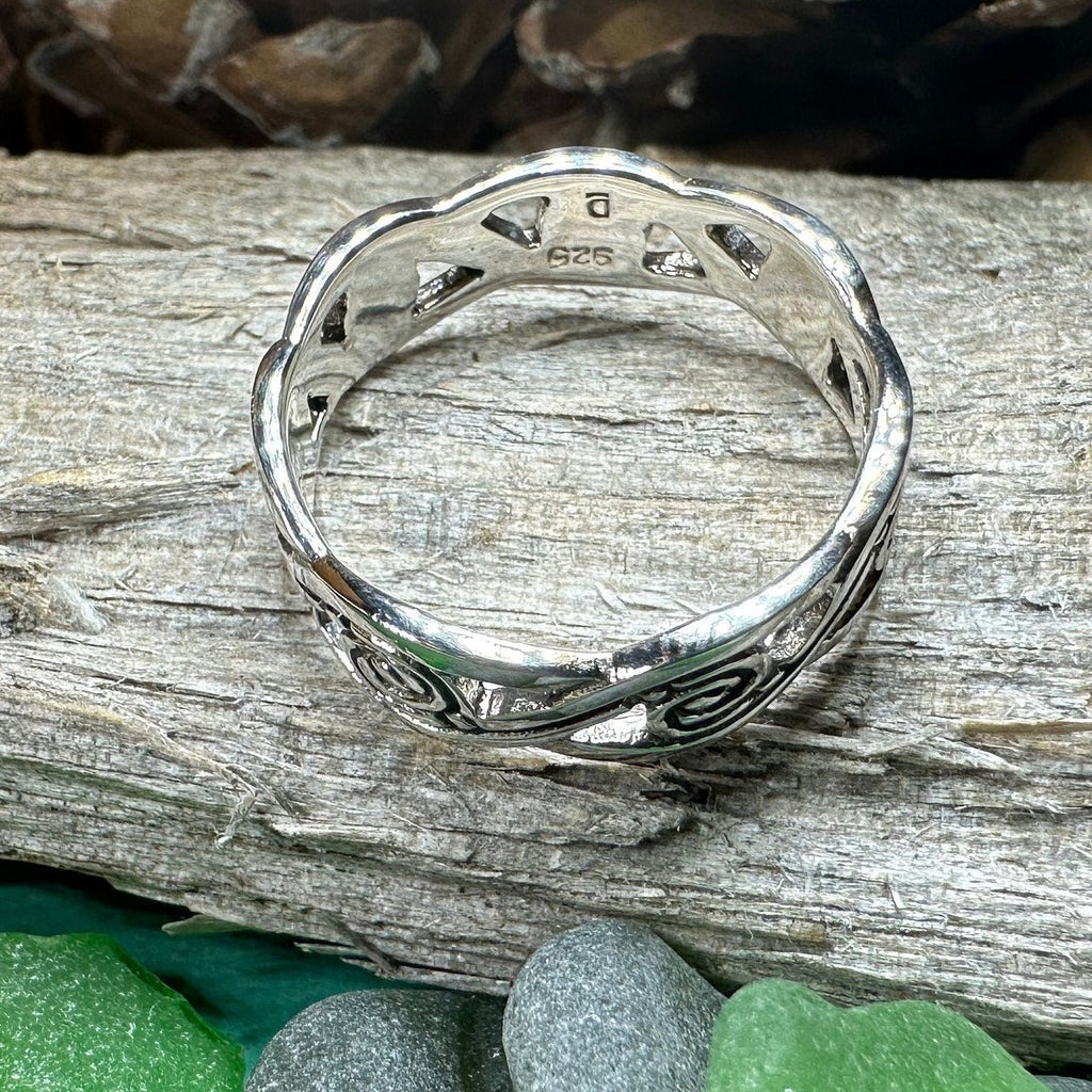 Wren Celtic Triple Spiral Ring in Sterling Silver