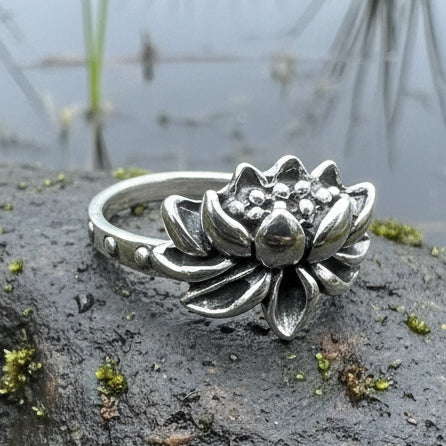 First Bloom Lotus Ring in Sterling Silver