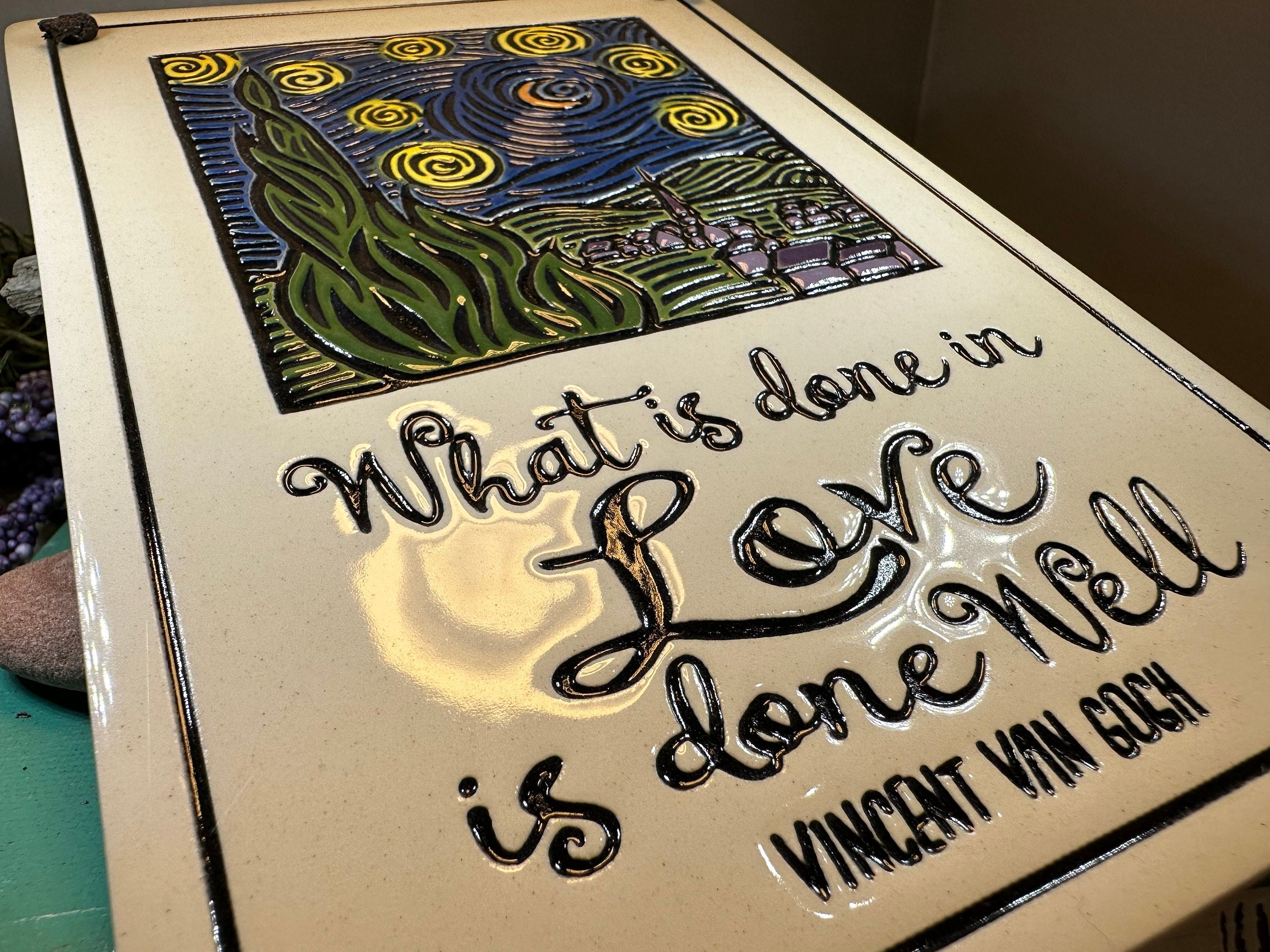 Van Gogh Starry Night Ceramic Wall Plaque