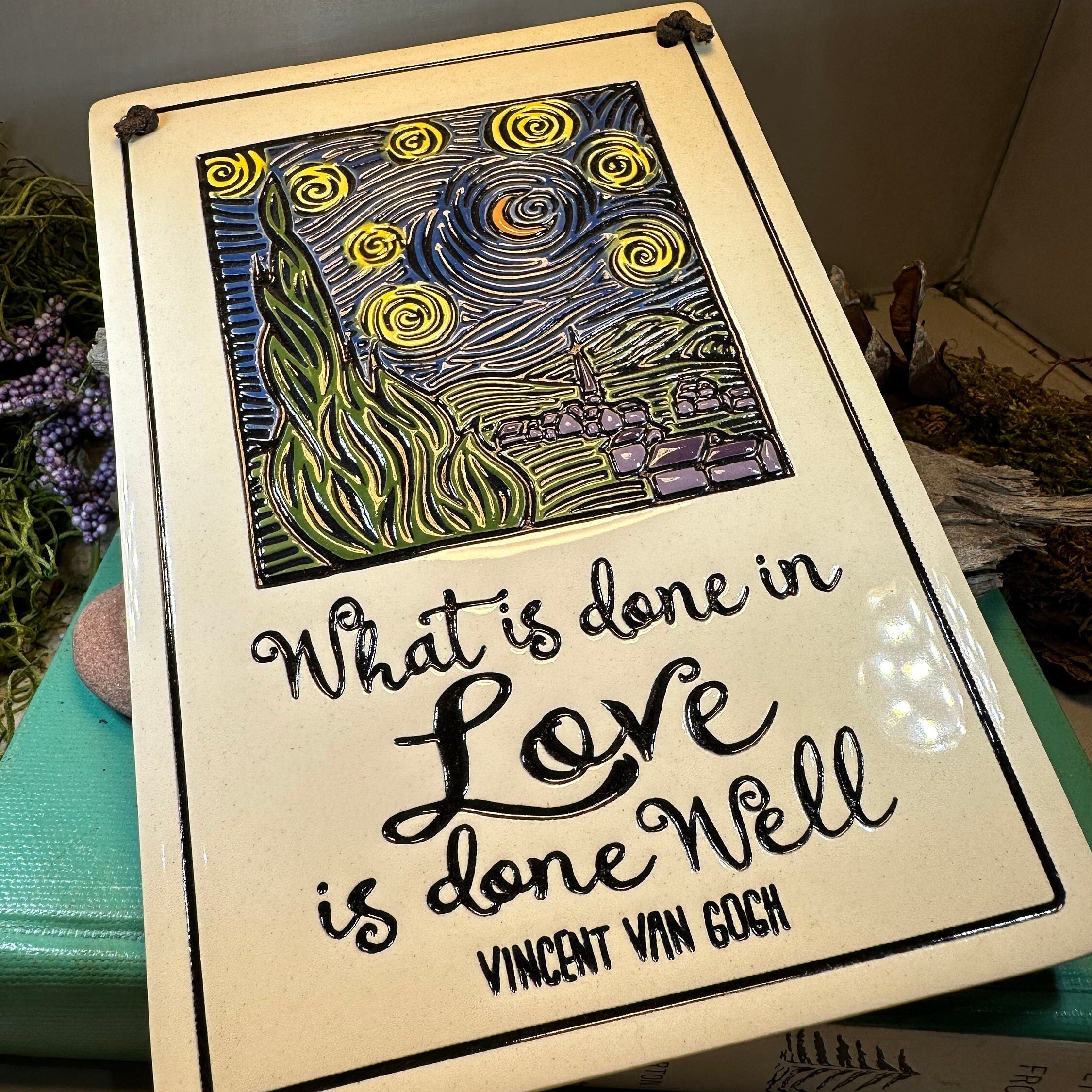 Van Gogh Starry Night Ceramic Wall Plaque