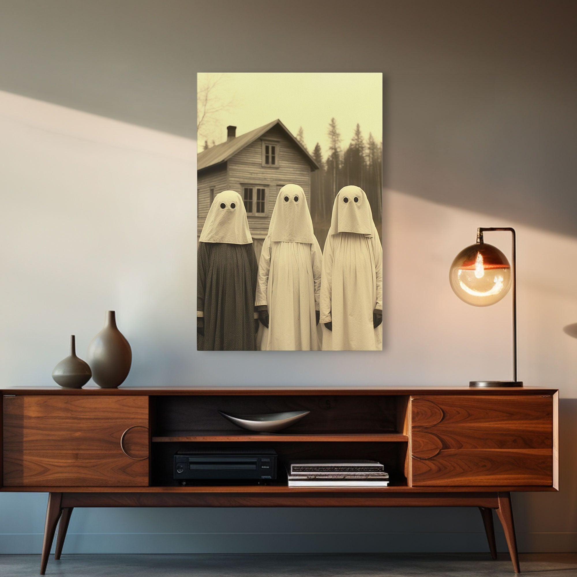 Spooky Halloween Ghost Art, Tintype Photography Canvas Print, Halloween Canvas Art, Ghost Decor, Gothic Decor, Haunted Ghost, Cursed Art