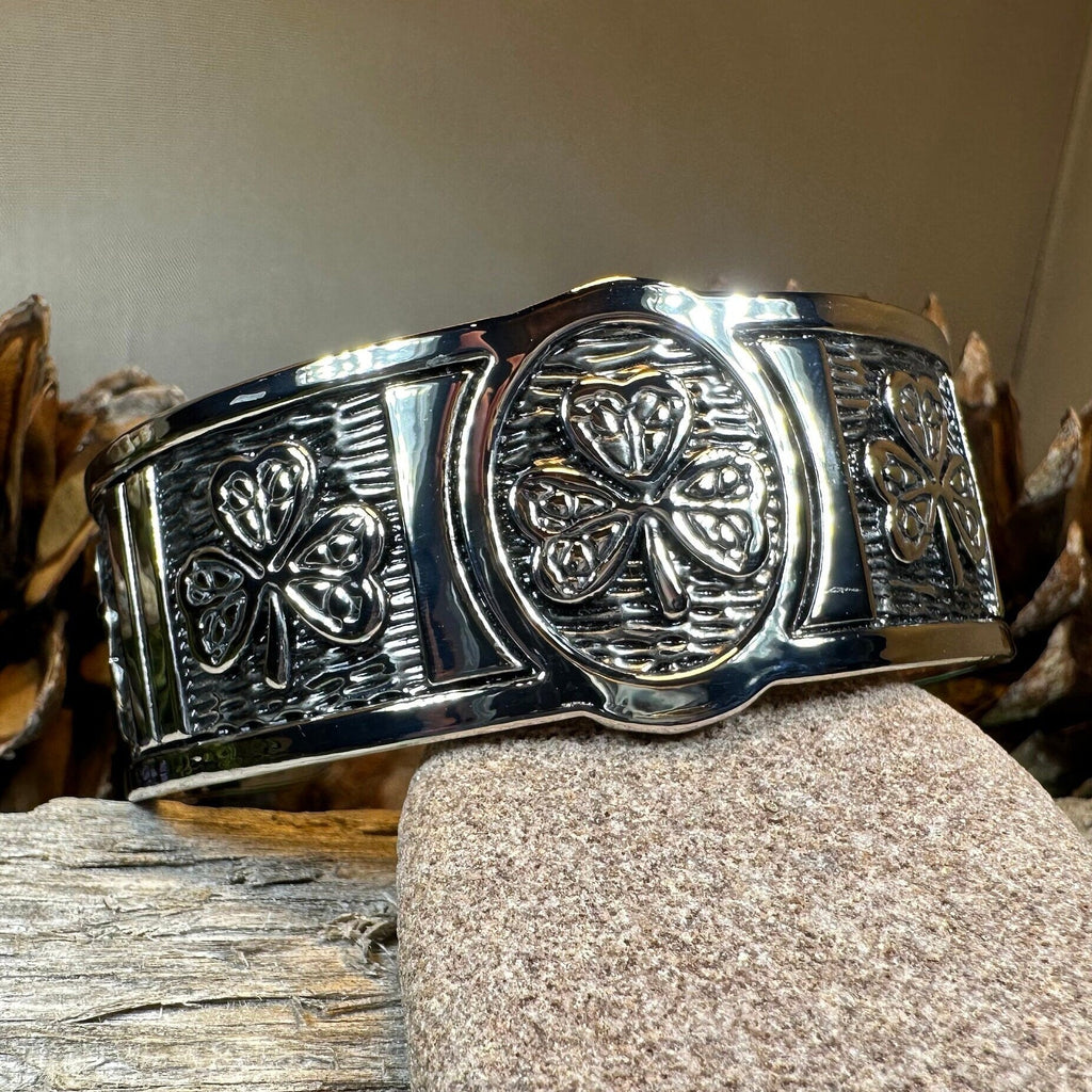 Pewter Irish Shamrock Cuff Bracelet