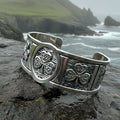 Pewter Irish Shamrock Cuff Bracelet