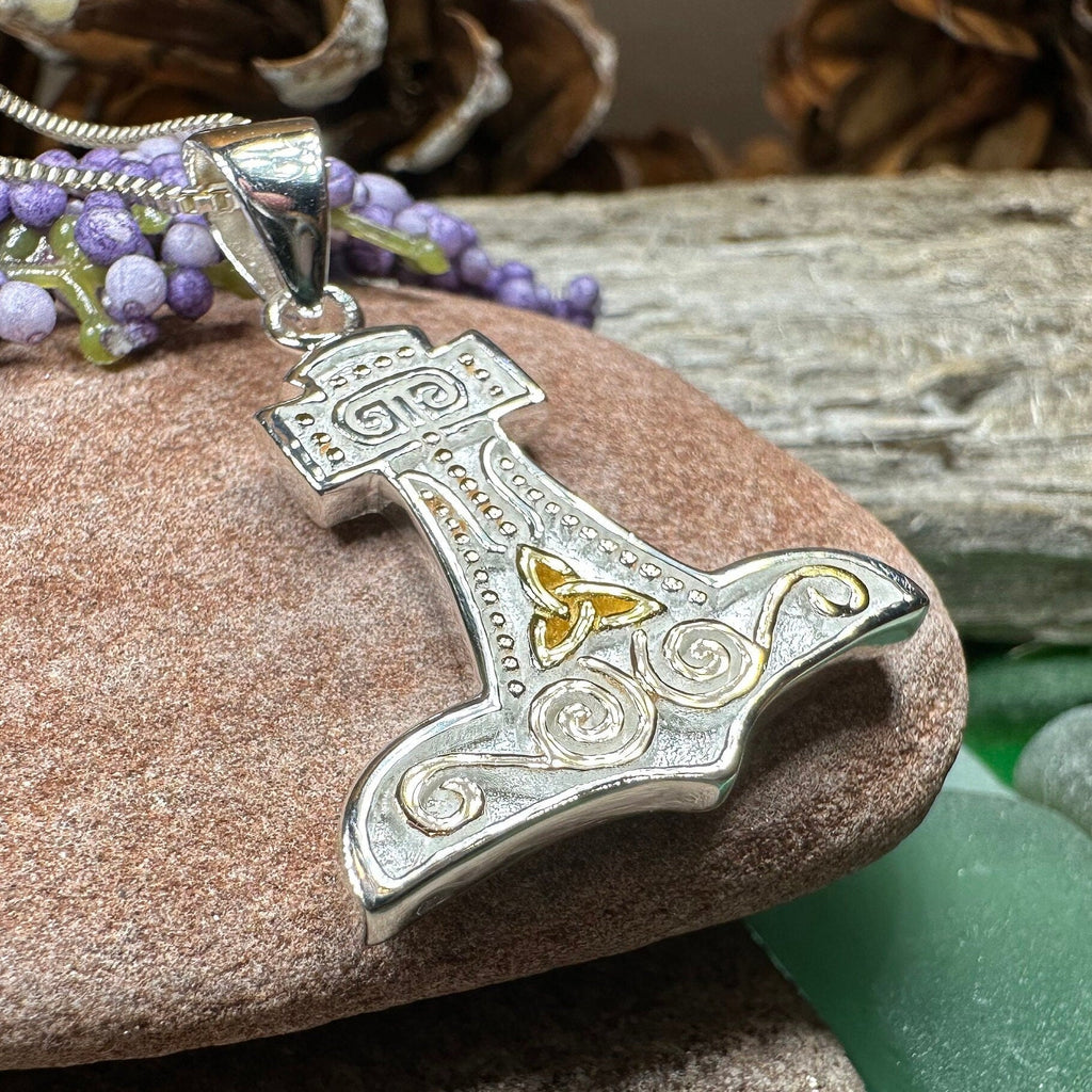 Old Norse Thor's Hammer Necklace in Sterling Silver