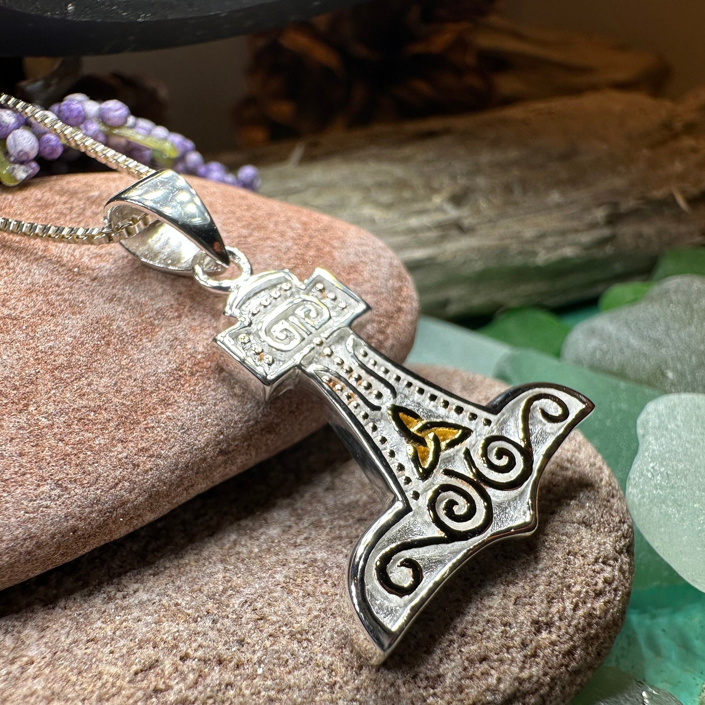 Old Norse Thor's Hammer Necklace in Sterling Silver
