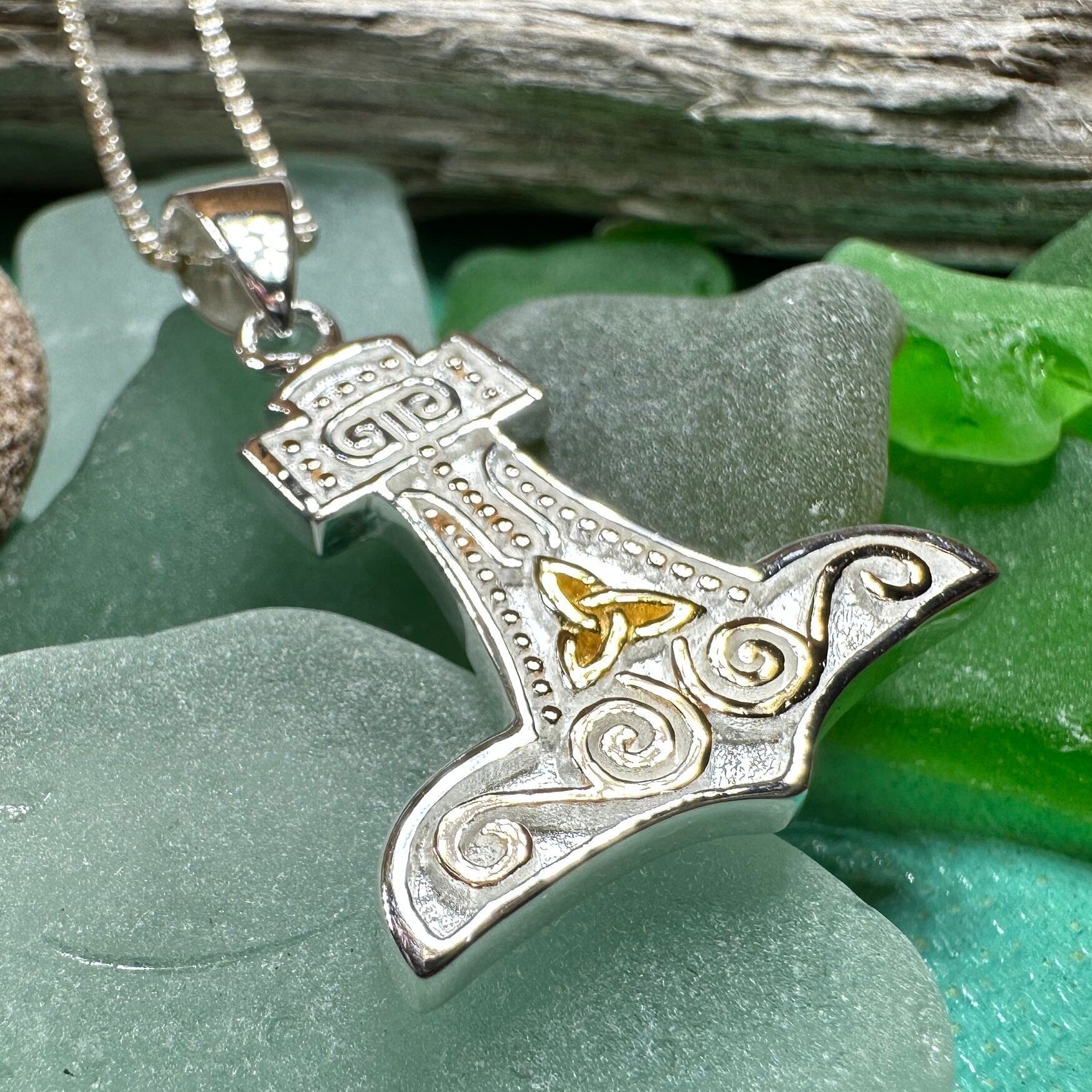 Old Norse Thor's Hammer Necklace in Sterling Silver