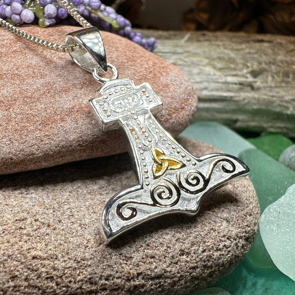 Old Norse Thor's Hammer Necklace in Sterling Silver