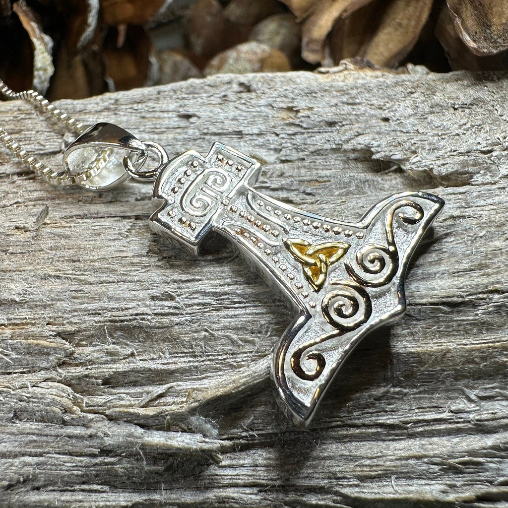 Old Norse Thor's Hammer Necklace in Sterling Silver