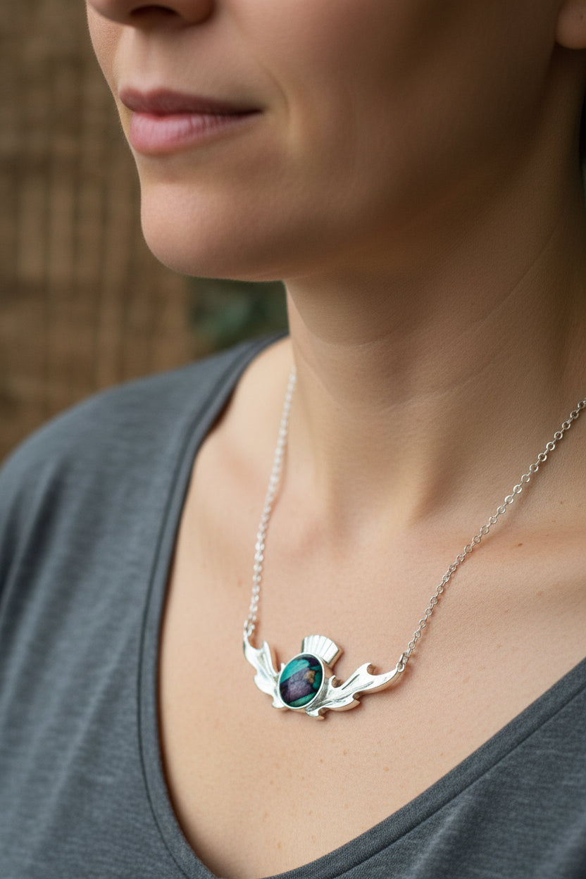 Scottish Heathergems Thistle Necklace - Handmade in Scotland