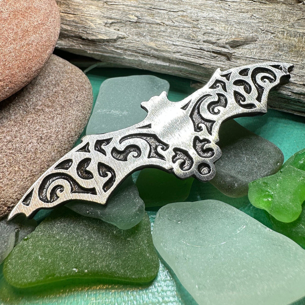 Gothic Bat Brooch in Pewter